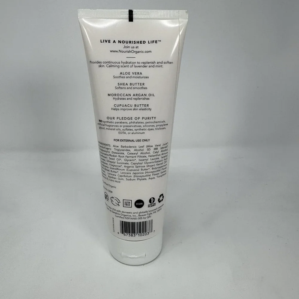 Nourish Organic Hydrating‎ Body Lotion Lavender Mint 8 oz Lotion
